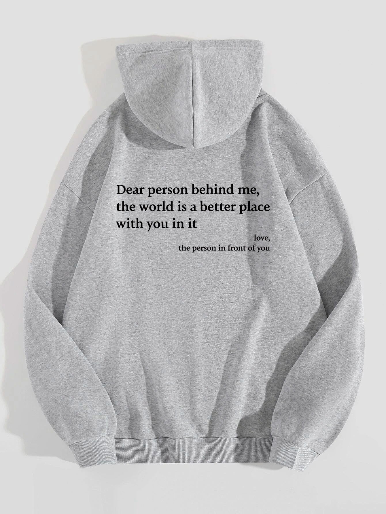 Women's Trendy Hoodie with Letter Print and Pocket