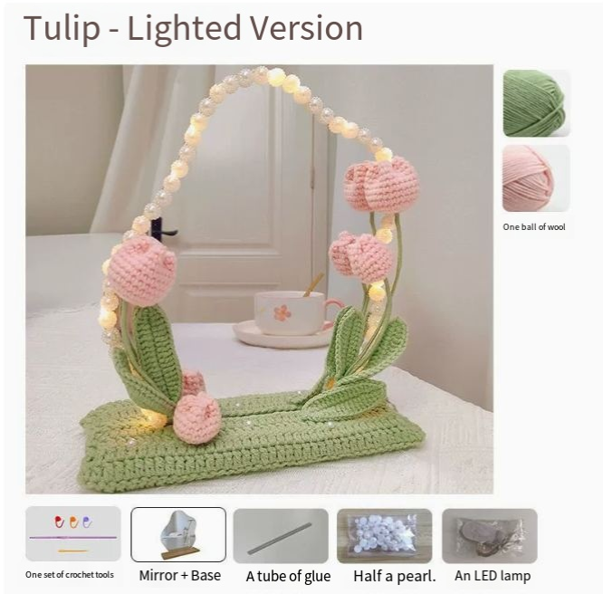 Hand-Knit DIY Tulip and Daisy Crochet Bouquet Kit