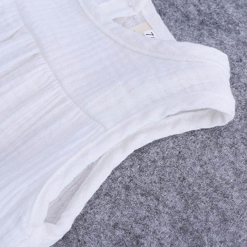 Baby and Toddler Cotton Linen Summer Clothes Set - Sleeveless Top and Bloomers