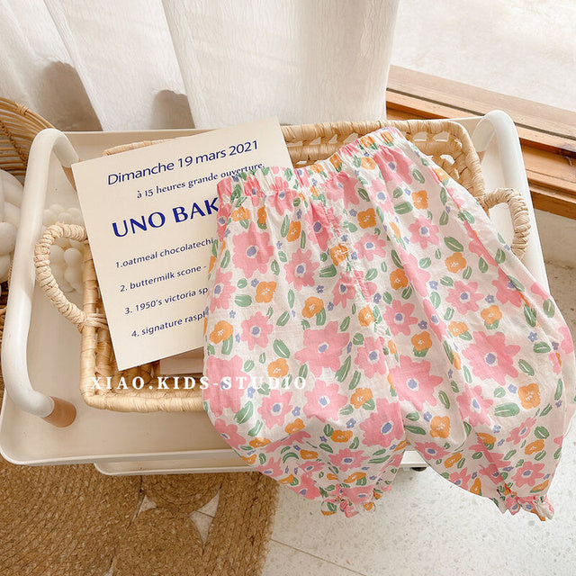 Girls' Casual Floral Pants for Spring and Summer Fashion