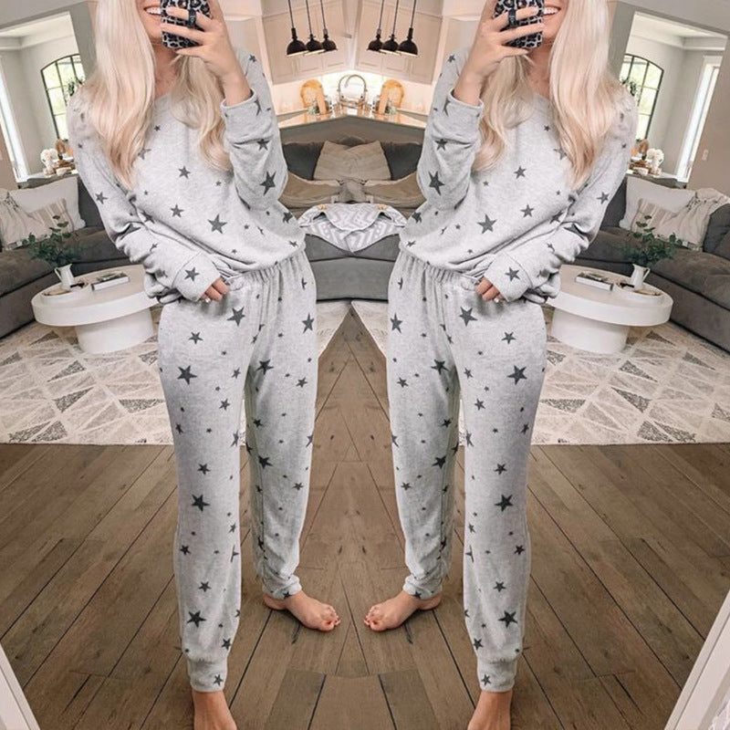 Autumn Women's Pajamas - Long Sleeve Star Print Set