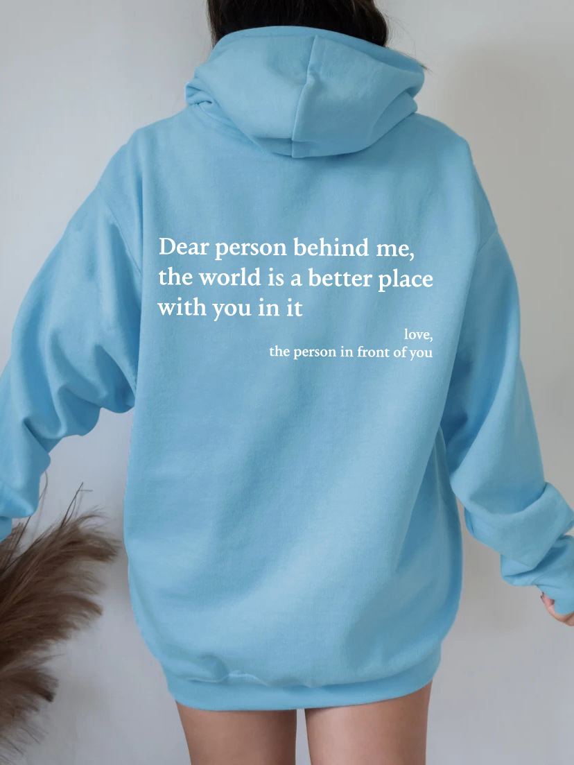 Women's Trendy Hoodie with Letter Print and Pocket