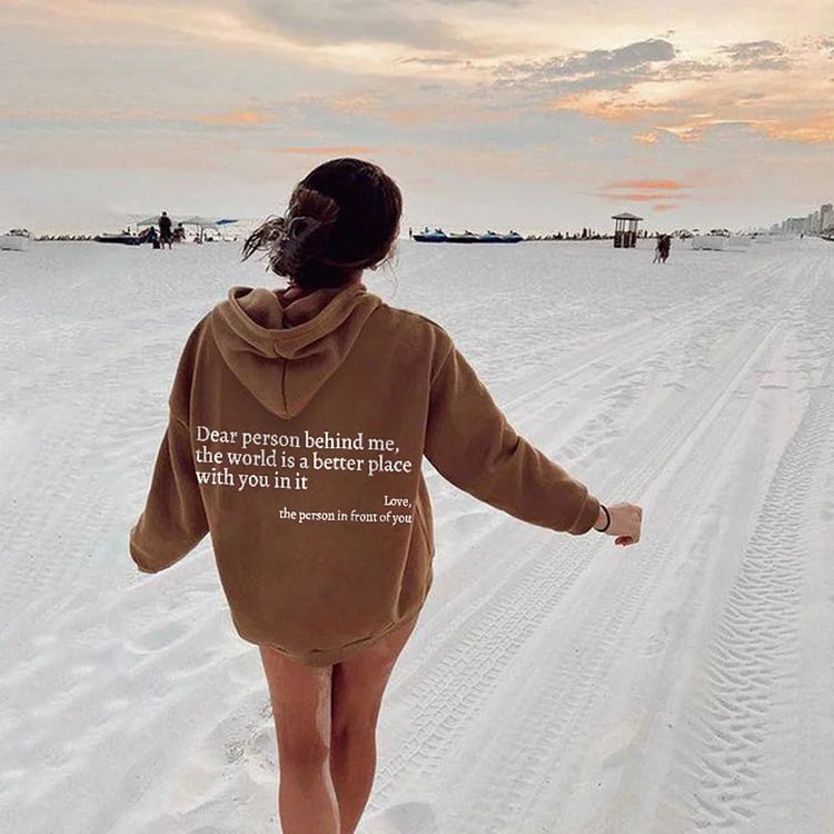 Women's Trendy Hoodie with Letter Print and Pocket