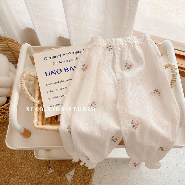 Girls' Casual Floral Pants for Spring and Summer Fashion