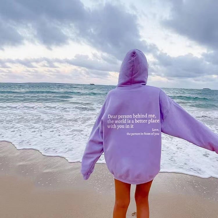 Women's Trendy Hoodie with Letter Print and Pocket