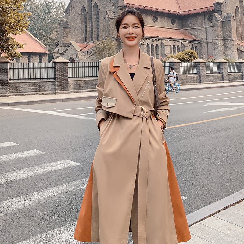 Women's Casual Fashion Coat with Patchwork Design