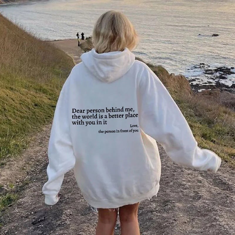 Women's Trendy Hoodie with Letter Print and Pocket