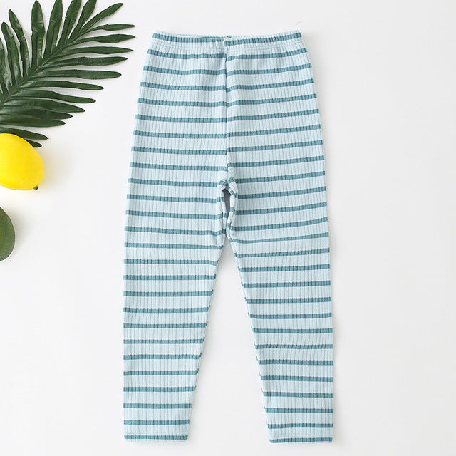 Kids Autumn Stripe Skinny Leggings with Elastic Waist