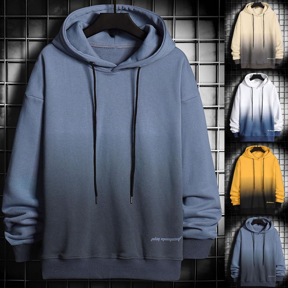 Gradient Color Casual Men's Hoodie for Autumn & Winter