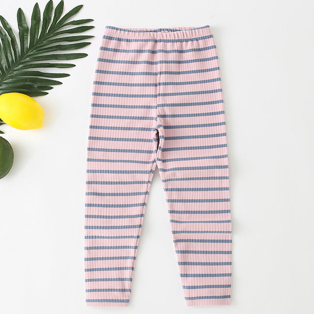 Kids Autumn Stripe Skinny Leggings with Elastic Waist