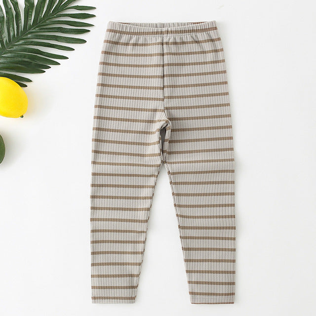 Kids Autumn Stripe Skinny Leggings with Elastic Waist