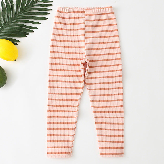 Kids Autumn Stripe Skinny Leggings with Elastic Waist
