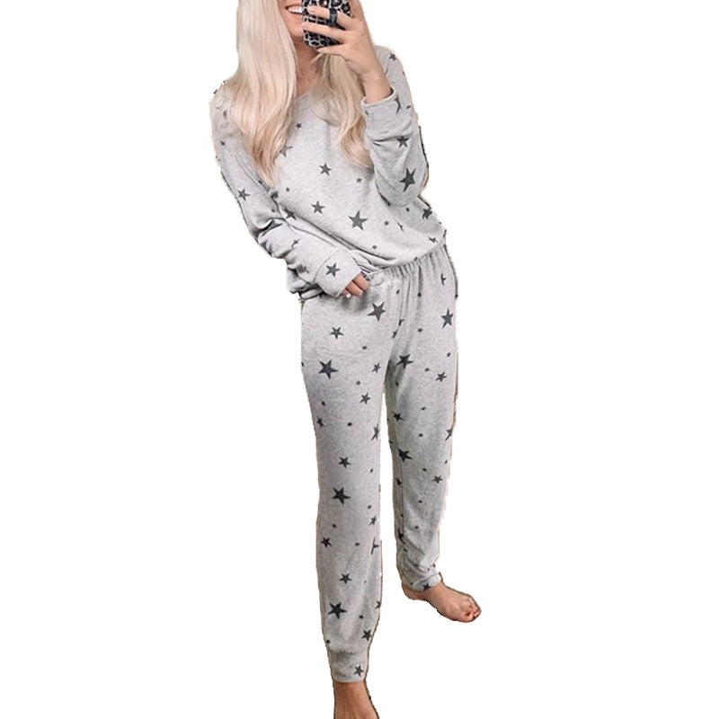 Autumn Women's Pajamas - Long Sleeve Star Print Set