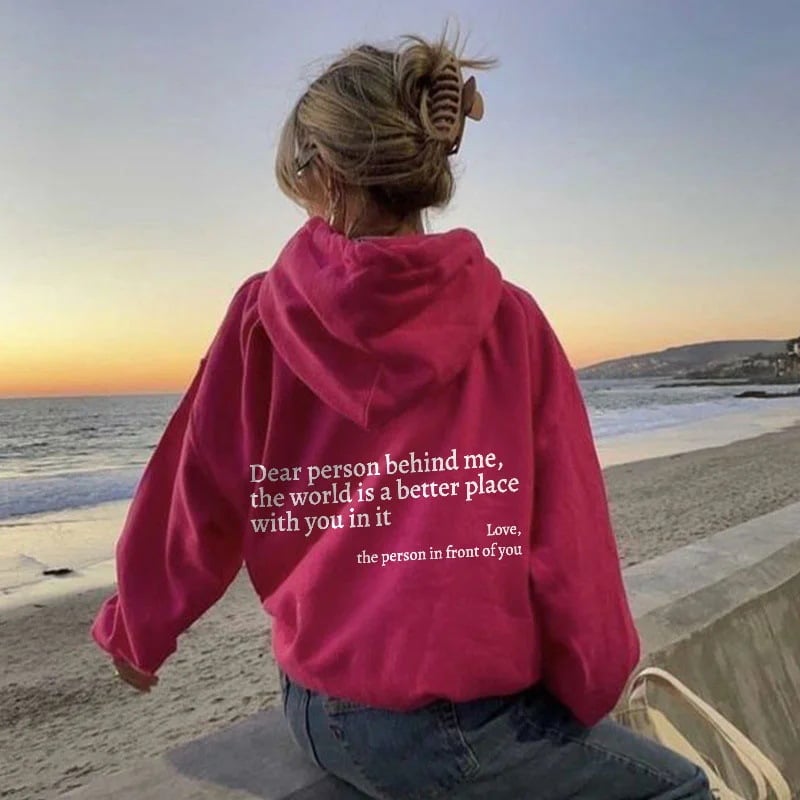 Women's Trendy Hoodie with Letter Print and Pocket