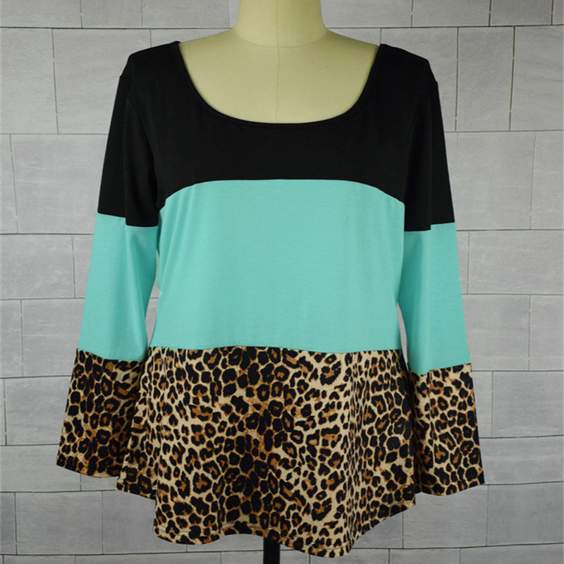 Mommy and Me Color Block Leopard Print Tunic with Lace Back