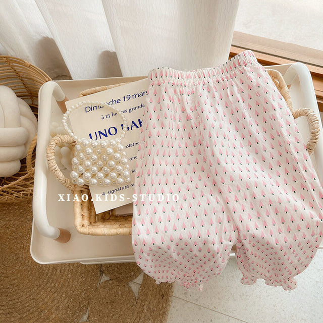 Girls' Casual Floral Pants for Spring and Summer Fashion