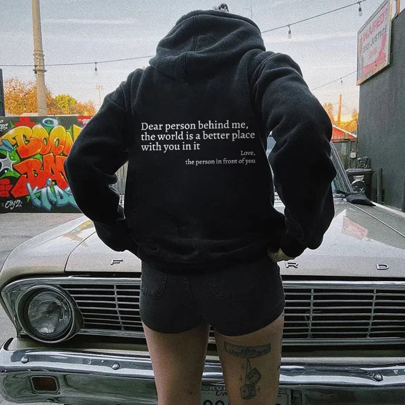 Women's Trendy Hoodie with Letter Print and Pocket