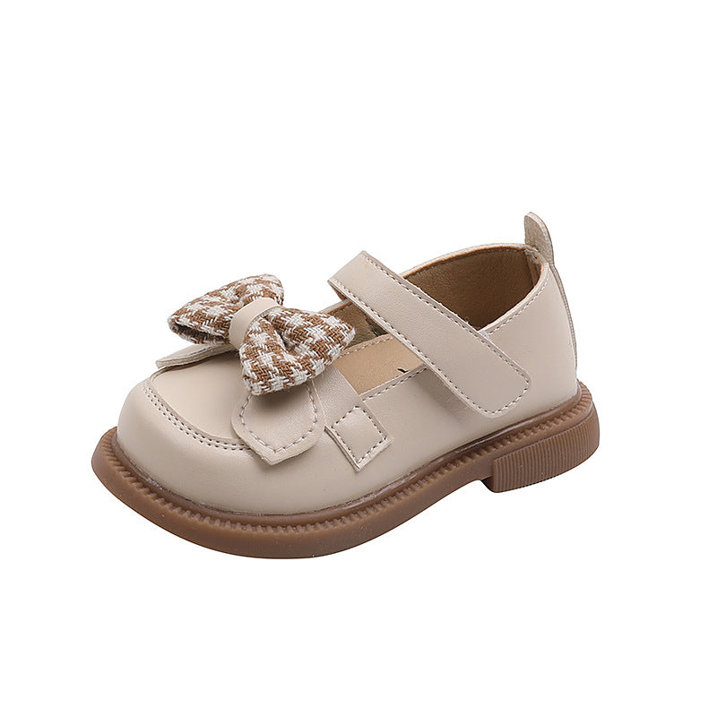 Kids Houndstooth Bow Knot Comfortable Loafers for Girls
