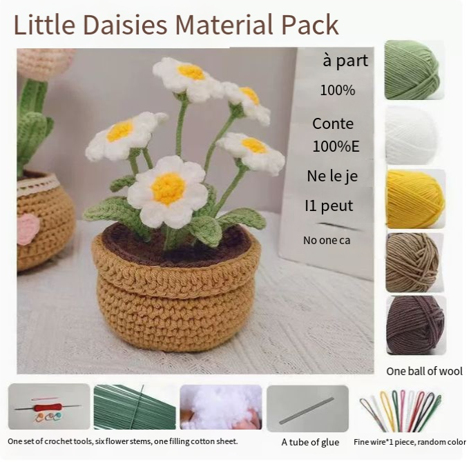 Hand-Knit DIY Tulip and Daisy Crochet Bouquet Kit